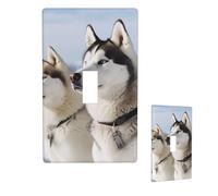 Copertura per interruttore singolo a levetta, per cani husky, placca da parete con interruttore a levetta singola, decorazione a 1 banda, dimensioni standard 11,4 x 7 cm