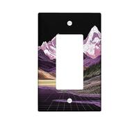 Copertura per interruttori della luce del paesaggio di montagna, picchi viola e pesca per la decorazione domestica, accenti da parete eleganti, piastre termoplastiche di dimensioni standard a
