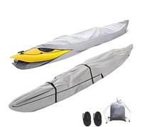 Copertura per kayak con cerniera, 420D, copertura impermeabile per kayak da 3 m-5,5 m, copertura per kayak, protezione da pioggia, raggi UV, per riporre all'aperto (grigio, 4 m)