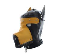 Copertura per la testa del cane Foro per gli occhi per costume di Halloween per uso interno ed esterno copertura nera con cravatta cane Halloween