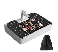 Copertura per lavabo da bagno per bancone con borsa portaoggetti, 55,9 x 43,2 cm, pieghevole, in silicone, tappetino per la pulizia dei pennelli da trucco, per bancone salvaspazio e salvaspazio (nero)