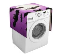 Copertura per lavatrice con pipistrelli viola volanti di Halloween con tasche portaoggetti Rondella asciugatrice Copertura antipolvere 137,9 x 52,1 cm Frigorifero Cucina Cuscinetti protettivi per la