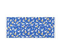 Copertura per lavatrice e asciugatrice con bordo in pizzo con borsa laterale lavabile per lavatrice Top Protector Mat Blue Cartoon Cute Dog si adatta alla maggior parte delle lavatrici o asciugatrici