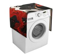 Copertura per lavatrice in marmo nero e rosso con tasche portaoggetti per lavatrice e asciugatrice, copertura antipolvere 137,9 x 52,1 cm, per frigorifero, cucina, decorazione per la casa