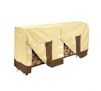 Copertura per legna da ardere da esterni, 2,4 m, materiale Oxford 600D resistente e impermeabile, con adesivi sicuri resistenti all'abrasione e cerniera frontale per un uso pratico (beige)