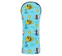 Copertura per mazza da golf, in pelle di alta qualità, impermeabile, con targhette intercambiabili, progettata per adattarsi a tutti i legni e conducenti, con ancora e pesci blu oceano