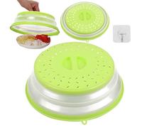 Copertura per Microonde Pieghevole, Hillylolly Coperchio per Microonde Antischizzi, Coperchio Microonde Pieghevole, Antischizzi Microonde 3 en 1, per Frutta e Verdura (Verde)