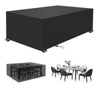 Copertura per mobili da esterno, 100 x 60 x 15 cm, impermeabile, antivento, resistente ai raggi UV, copertura per tavolo da giardino, patio e divano, protezione per tavolo da giardino nero