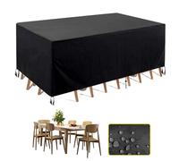 Copertura per mobili da esterno, 270 x 200 x 82 cm, impermeabile, in tessuto Oxford 420D, resistente, per divano rettangolare in rattan, tavolo e sedie da giardino, design resistente alle intemperie