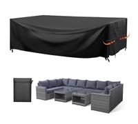 Copertura per mobili da esterno impermeabile, set da patio, rettangolare, con 4 fibbie antivento 600D
