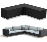 Copertura per Mobili da Giardino, A Forma di L, Copertura Protettiva per Mobili da Giardino, Impermeabile, Antivento, Telone per Divano Angolare da Esterno, Gruppo Lounge An, Black, 286 * 286 * 90cm