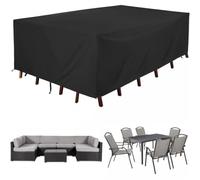 Copertura per mobili da giardino da esterno, 220 x 135 x 100 cm, impermeabile anti-UV, tessuto Oxford 420D, copertura per mobili da giardino, set di mobili da esterno rettangolare e sedie in rattan
