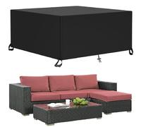 Copertura per mobili da giardino impermeabile, anti-UV, resistente agli strappi, tessuto Oxford 420D quadrato/rettangolare tavolo da patio copertura 155 x 95 x 68 cm/LxPxA - Nero