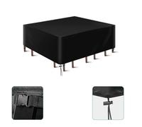 Copertura per mobili da giardino, impermeabile, per tavolo e sedie, 200 x 110 x 75 cm, antivento, anti-UV, in tessuto Oxford 420D, rettangolare, set di mobili in rattan