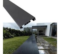 Copertura per muro di confine del cortile in metallo resistente alle intemperie con canali per strisce LED, piastra di copertura in alluminio nera per muri di confine del patio per muri di spessore da