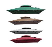 Copertura per ombrellone da esterno, impermeabile e resistente ai raggi UV, 2 livelli, quadrata, 8 stecche, adatta per ombrelloni da 2,5/3 m, perfetta per giardino, spiaggia e patio (verde scuro)