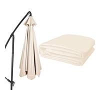 Copertura per Ombrellone da Giardino Tela Ombrelloni Spiaggia di Ricambio Rotondo 3.0/3.3/2.8/3.5/2.7 m con 8/6 Stecche Tenda Spessa e Robusta da Terrazzo Giardino Piscina(Beige Bianco,8 Ribs 3.30m)