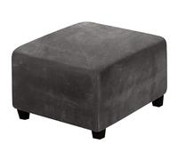 Copertura per ottomana in velluto elasticizzato grigio scuro, lavabile, quadrata, con fondo elastico, copertura elasticizzata per mobili di medie dimensioni per poggiapiedi e conservazione