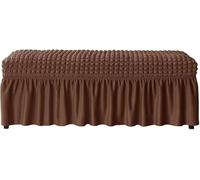Copertura per Panca Elasticizzata,Fodera Panca Copripanca per Sala da Pranzo,con Gonna Pieghettata Fodera Pianoforte, Hotel, Banchetti, Ristorante, Soggiorno(Brown,L)