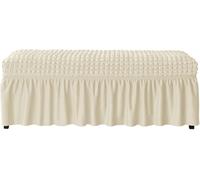 Copertura per Panca Elasticizzata,Fodera Panca Copripanca per Sala da Pranzo,con Gonna Pieghettata Fodera Pianoforte, Hotel, Banchetti, Ristorante, Soggiorno(Beige,L)