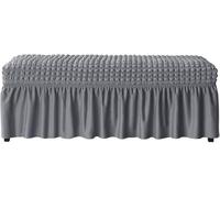 Copertura per Panca Elasticizzata,Fodera Panca Copripanca per Sala da Pranzo,con Gonna Pieghettata Fodera Pianoforte, Hotel, Banchetti, Ristorante, Soggiorno(Gray,L)