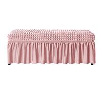Copertura per Panca in Seersucker Elasticizzato, Protezione con Gonna per Pianoforte e Pranzo (L, Pink)