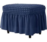 Copertura per Panca in Seersucker in Spandex Elasticizzato Coperturas per Panca da Pranzo Elastica con Gonna Coprisgabello Rettangolare Copertura per Pancas per Pianoforte(Dark Blue)