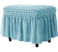 Copertura per Panca in Seersucker in Spandex Elasticizzato Coperturas per Panca da Pranzo Elastica con Gonna Coprisgabello Rettangolare Copertura per Pancas per Pianoforte(Sky Blue)