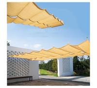 Copertura per pergola retrattile per patio, terrazza, cortile, gazebo, esterno, beige, design 1,2 m x 12 m