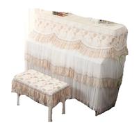 Copertura Per Pianoforte A Coda Custodia for pianoforte ricamata in pizzo Copri sgabello Piccolo panno for a doppia Tende a doppio strato di garza sottile fresco(Light Beige,Stool cover58x38cm)