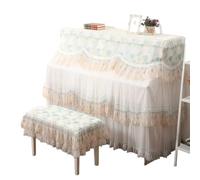 Copertura Per Pianoforte A Coda Custodia for pianoforte ricamata in pizzo Copri sgabello Piccolo panno for a doppia Tende a doppio strato di garza sottile fresco(Green and Beige,155x40x130cm 78x38cm)