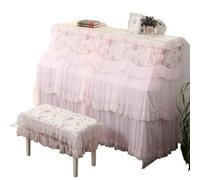 Copertura Per Pianoforte A Coda Custodia for pianoforte ricamata in pizzo Copri sgabello Piccolo panno for a doppia Tende a doppio strato di garza sottile fresco(Deep Pink,Stool cover78x38cm)
