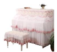 Copertura Per Pianoforte A Coda Custodia for pianoforte ricamata in pizzo Copri sgabello Piccolo panno for a doppia Tende a doppio strato di garza sottile fresco(Light Red,Stool cover58x38cm)