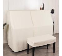 Copertura per pianoforte in pelle per pianoforte verticale, protezione a 360° per pianoforte bianco sporco antipolvere copertura completa per pianoforte con copertura per sgabello opzionale (metà