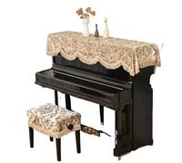 Copertura per pianoforte verticale, 150cm Euro Leaf Tassel Upright Piano Cover and Stool Multicolor Multisize Cloth(Bronze,Only Piano Cover)