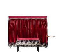 Copertura per pianoforte verticale, 150cm Std Half Upright Piano Sun Cover Multicolor Velvet Ruffle Stool Multisize(Red,Increase a single piece+single person)
