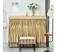 Copertura per pianoforte verticale, 150cm Std Half Upright Piano Sun Cover Multicolor Velvet Ruffle Stool Multisize(Gold,Standard singleware+single person)