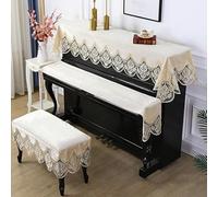 Copertura per pianoforte verticale, 150cm Upright Piano Multicolor Lace Velvet Ruffle Cover Stool & Keyboard Multi Sizes(Beige,Only keyboard Cover 30 * 200cm)
