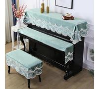 Copertura per pianoforte verticale, 150cm Upright Piano Multicolor Lace Velvet Ruffle Cover Stool & Keyboard Multi Sizes(Blue Green,Double stool cover 36 * 76cm)