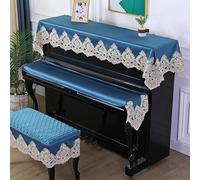 Copertura per pianoforte verticale, 150cm Upright Piano Multicolor Lace Velvet Ruffle Cover Stool & Keyboard Multi Sizes(Blue,Double stool cover 36 * 76cm)