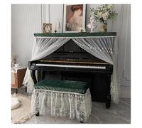 Copertura per pianoforte verticale, Copri pianoforte e sgabello in pizzo ricamato verde scuro di varie dimensioni, decorazioni for la casa(Piano stool cover L)