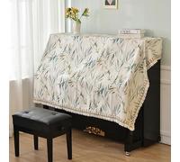 Copertura per pianoforte verticale, Gold Lace Ruffle Upright Piano Cover With Stool Multicolor Multiple Sizes(Green Branches,Double stool cover 76 * 36cm)