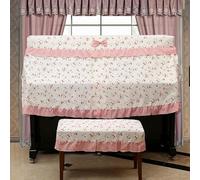 Copertura per pianoforte verticale, Half Upright Piano Cover Cotton Ruffle 150cm Multicolor Multiple Sizes(Pink Garden,Only piano cover)