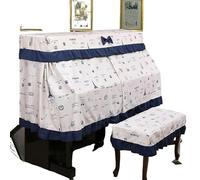 Copertura per pianoforte verticale, Half Upright Piano Cover Cotton Ruffle 150cm Multicolor Multiple Sizes(Blue Tower,Piano+single stool cover)