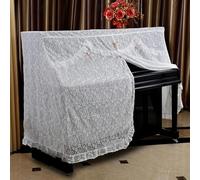 Copertura per pianoforte verticale, Lace Ruffle Upright Piano Cover With Stool Multicolor Multiple Sizes Cloth(White,Extro piano+double stool cover)