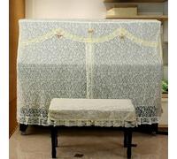 Copertura per pianoforte verticale, Lace Ruffle Upright Piano Cover With Stool Multicolor Multiple Sizes Cloth(Light Yellow,Standard piano+double stool cover)