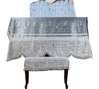 Copertura per pianoforte verticale, Piano Cover Multicolor Cloth Print Tassel 150cm Upright Multiple Sizes(Light Grey,(Piano+double stool) cover)