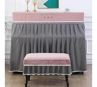 Copertura per pianoforte verticale, Upright Cotton Linen Piano Cover Multicolor With Stool Multiple Sizes(Pink,(Piano+Single Stool) Cover)