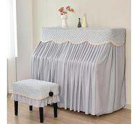 Copertura per pianoforte verticale, Upright Piano Cover 2 Layer Lace Cloth With Stool Multicolor Multiple Sizes(Elegant Gray,Only Extra Piano Cover)