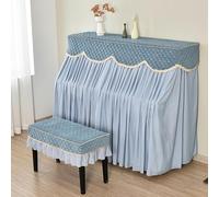 Copertura per pianoforte verticale, Upright Piano Cover 2 Layer Lace Cloth With Stool Multicolor Multiple Sizes(Smoke and Rain,(Standard Piano+Double Stool) Cover)